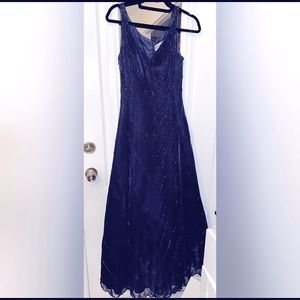 JOVANI embellished dark blue gown